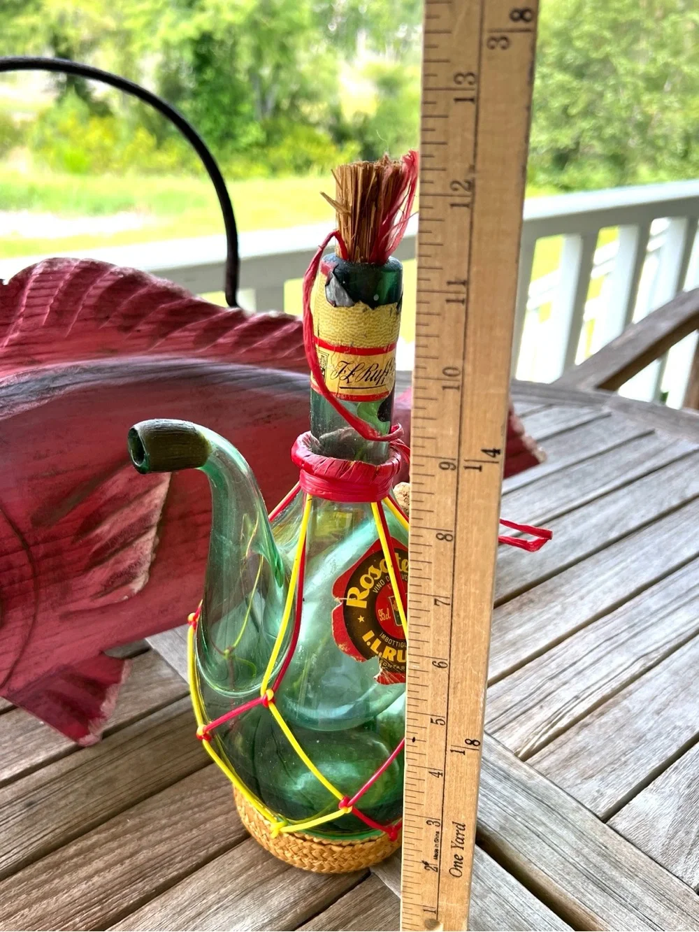 Rare VTG 50’s/60’s Italian Rosatello Wine Bottle Straw Base Unique Ice Chamber
